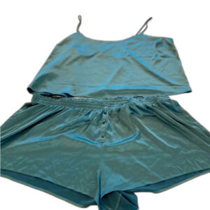 Parade Luxe Satin Lightweight Smooth Teal Blue Pajama Cami Short Set Size 3X